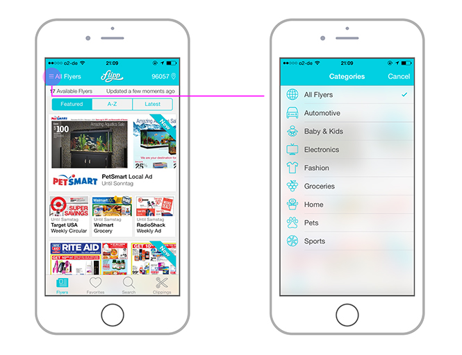 Hamburger-Icon und Flipp